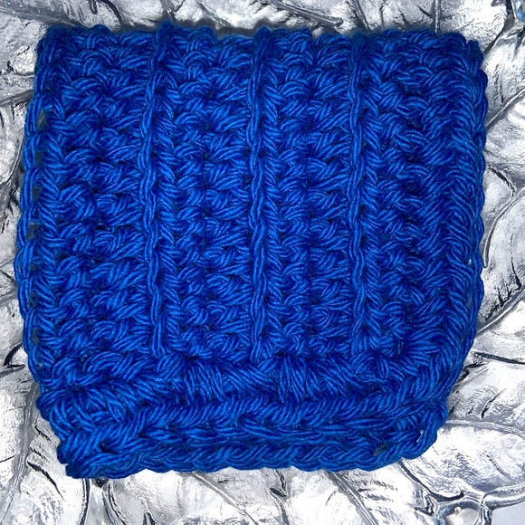 HAND CRAFTED Crocheted Royal Blue 100% Cotton All Purpose Dish or Wash Cloth - Picture 3 of 5